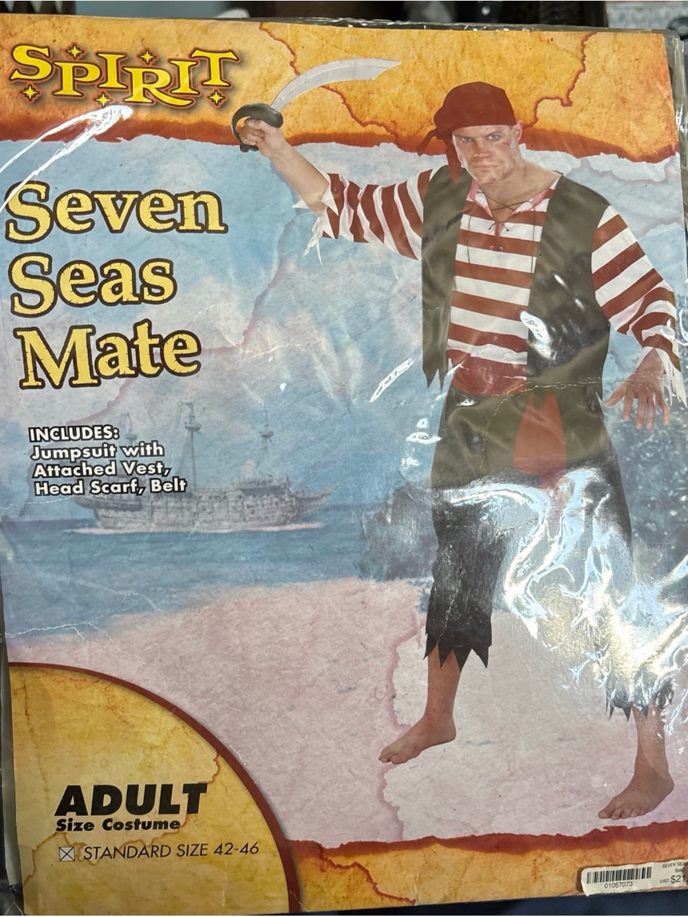 Spirit Seven Seas Mate Pirate Halloween Costume - Red, White, Black Size 42-46